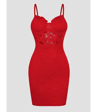 ClassyWear Sexy kanten rode jurkje