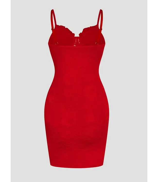 Sexy kanten rode jurkje