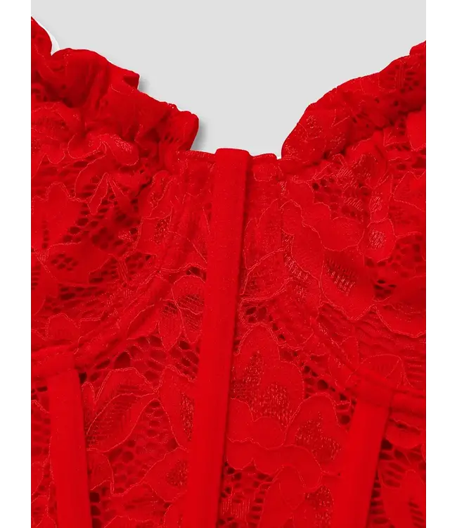 Sexy kanten rode jurkje