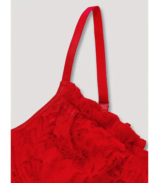 Sexy kanten rode jurkje