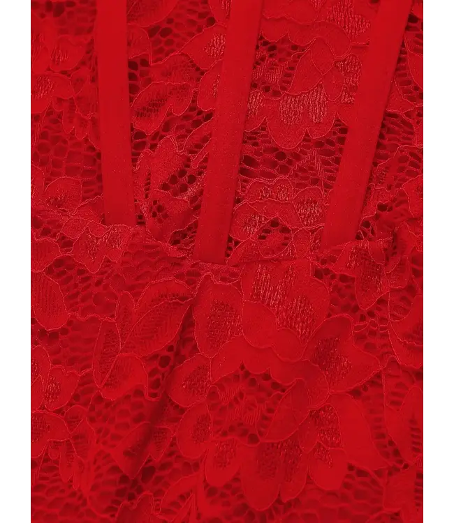 Sexy kanten rode jurkje