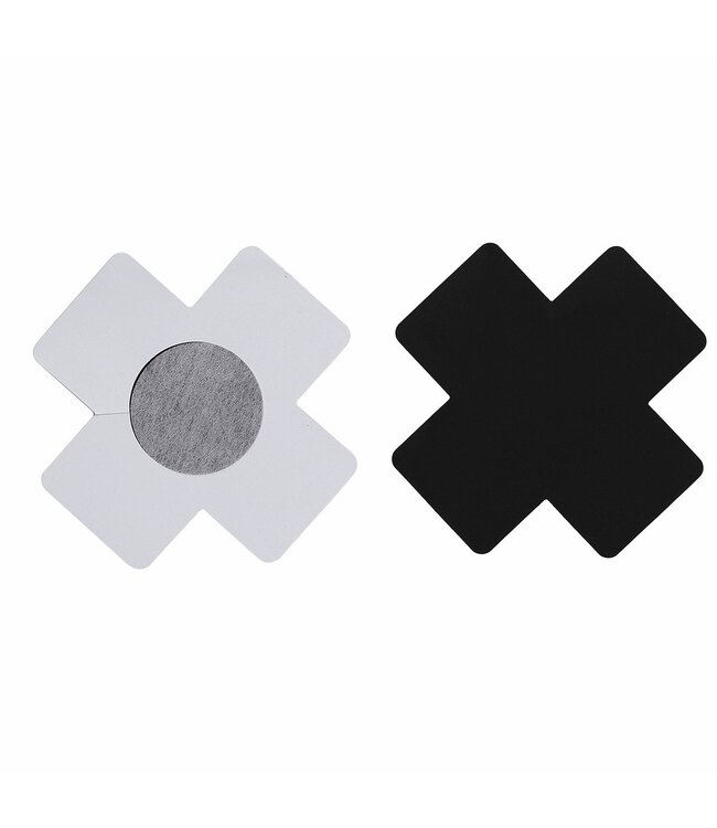 Zwarte satijnen kruis tepelplakker