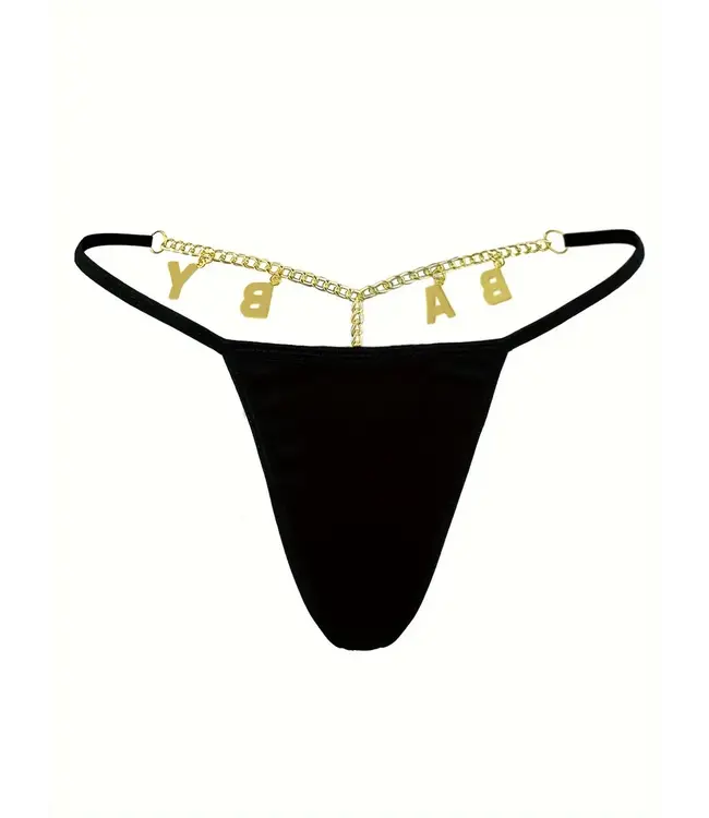 Sexy string met gouden ketting en letters 'BABY'