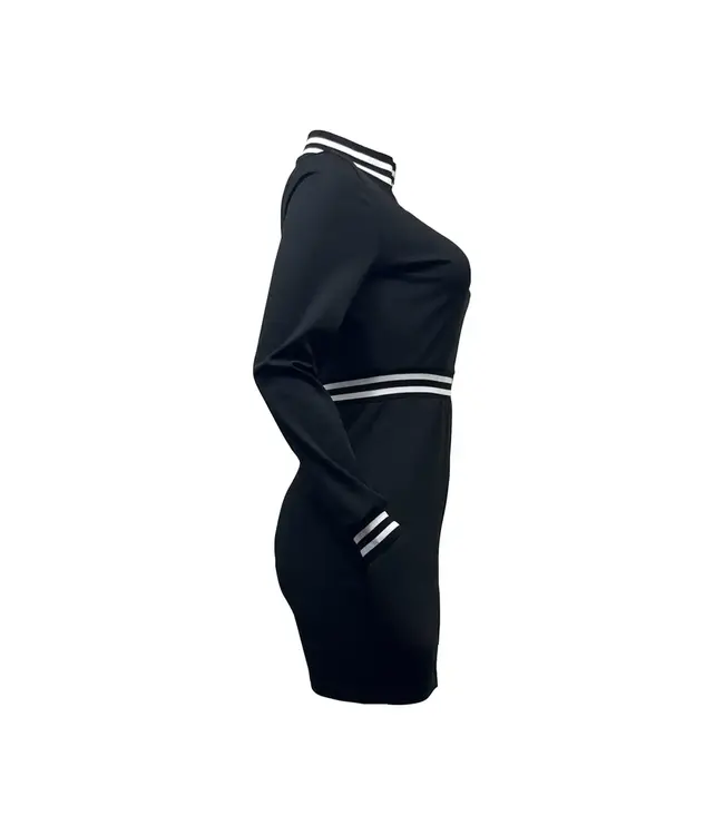 Sexy bodycon sport  jurkje met dubbel rits - zwart