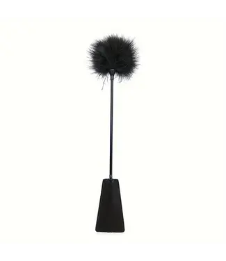 ClassyWear PU zweep met Veren - zwart