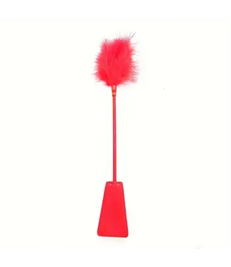 ClassyWear PU zweep met Veren - rood