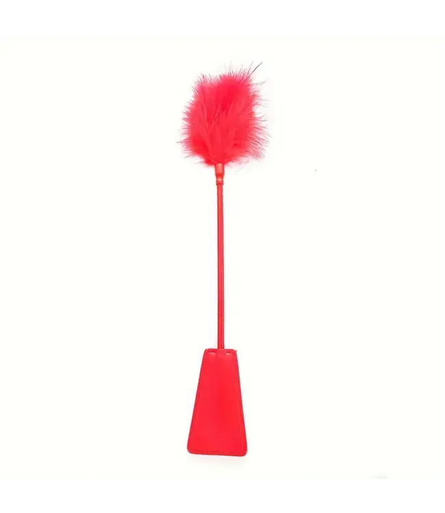 PU zweep met Veren - rood