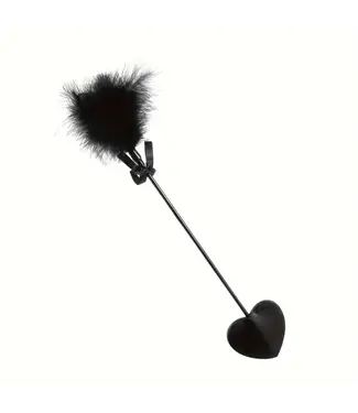 ClassyWear Hart handle PU zweep met Veren - zwart