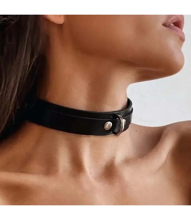 PU Exotische accessoires/role play choker met handle