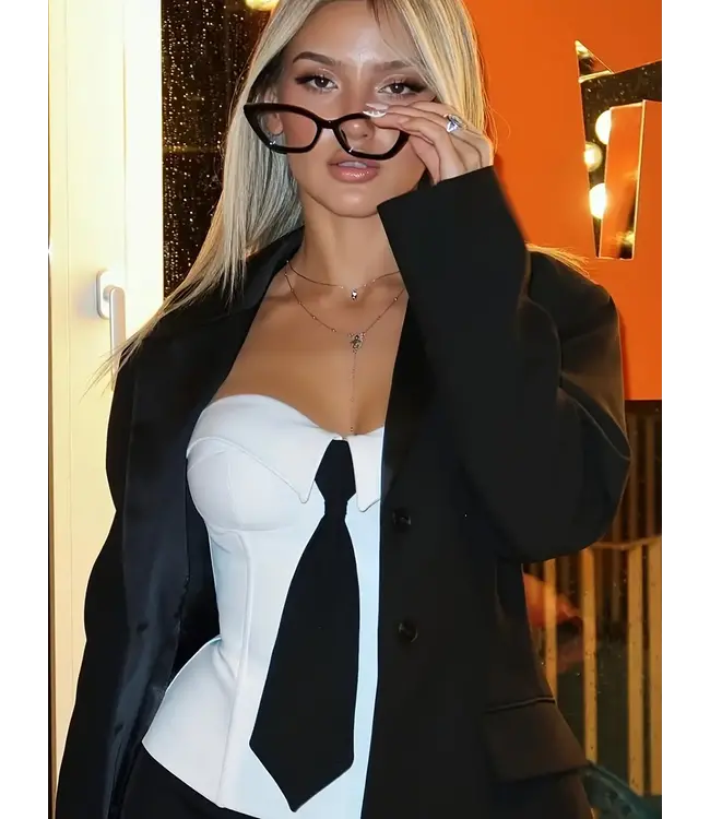 Sexy corset topje met stropdas - wit