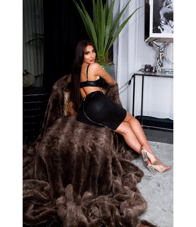 Sexy pencil rokje met gouden rits aan achterkant - snakeprints