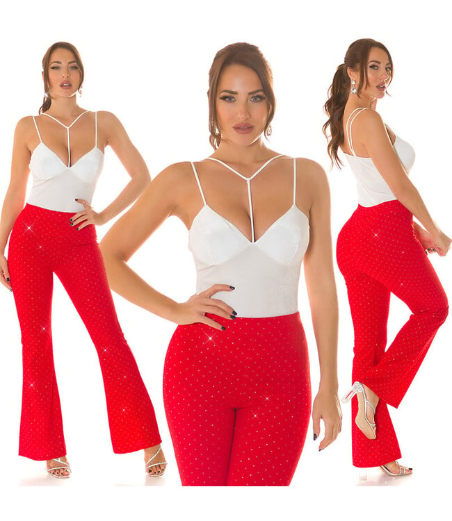 Sexy velvet topje met strap - wit