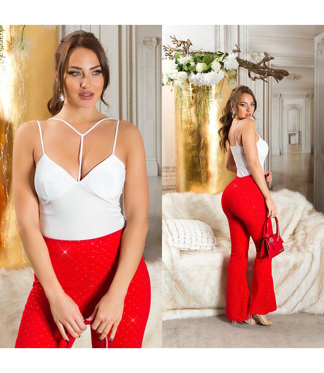 Sexy velvet topje met strap - wit