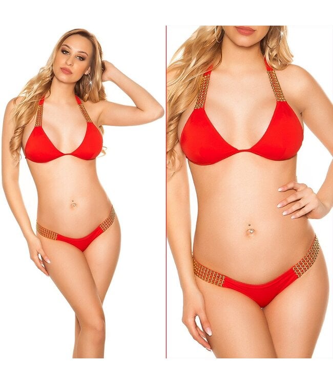 Sexy bikini setje met studs - rood