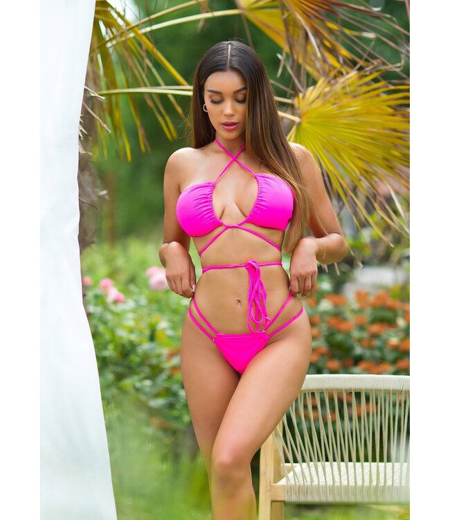 MIX&MATCH! Sexy bikini top to tie - neonpink