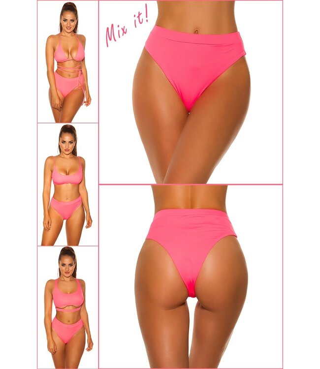 Mix it! Roze bikini broekje met hoge taille
