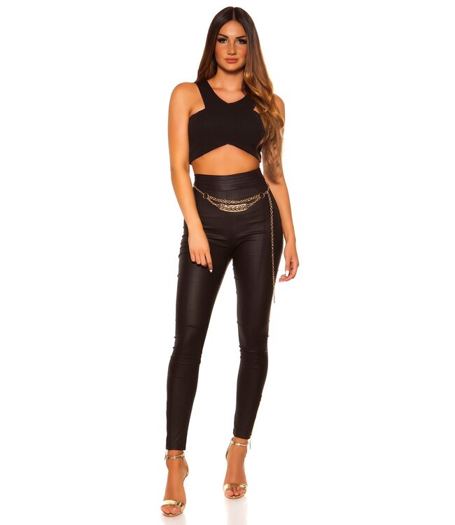 Sexy crop top met rits achterkant - zwart