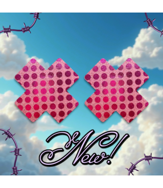 ClassyWear Sexy glitter 'SWEET KRUIS' tepelplakker - roze