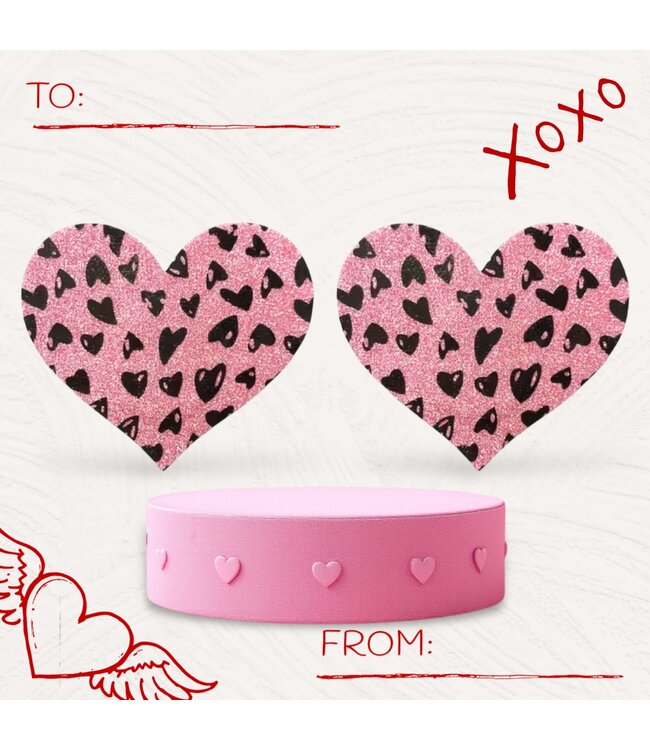 ClassyWear Sexy glitter 'SWEET HEART' tepelplakker - roze