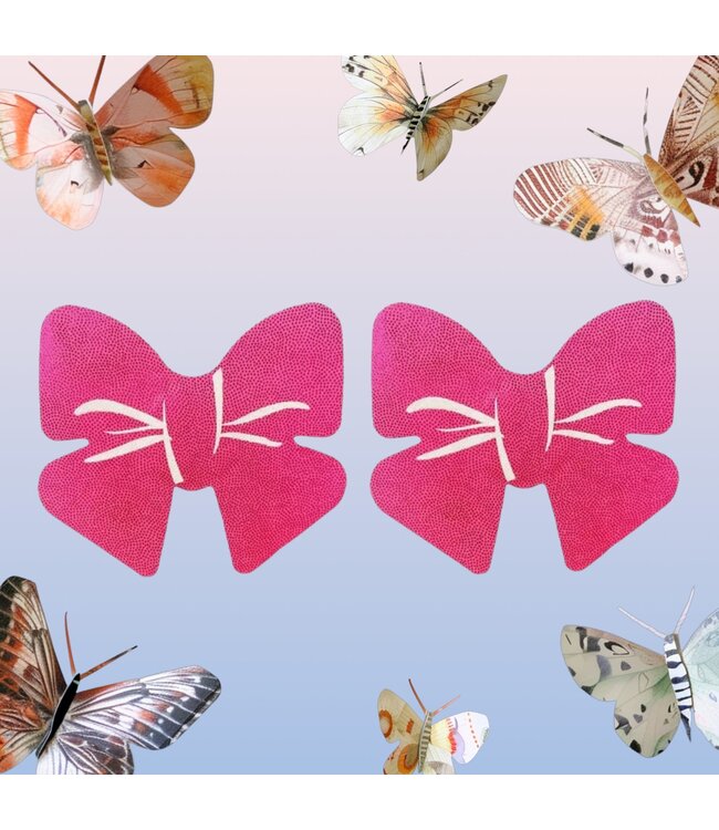 Sexy glitter 'PINK BOW TIE' tepelplakker - roze