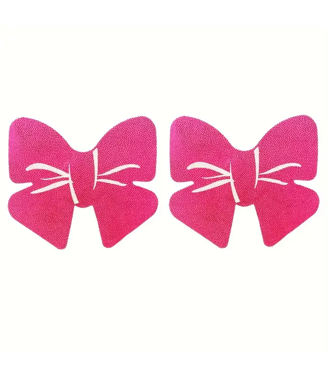 Sexy glitter 'PINK BOW TIE' tepelplakker - roze