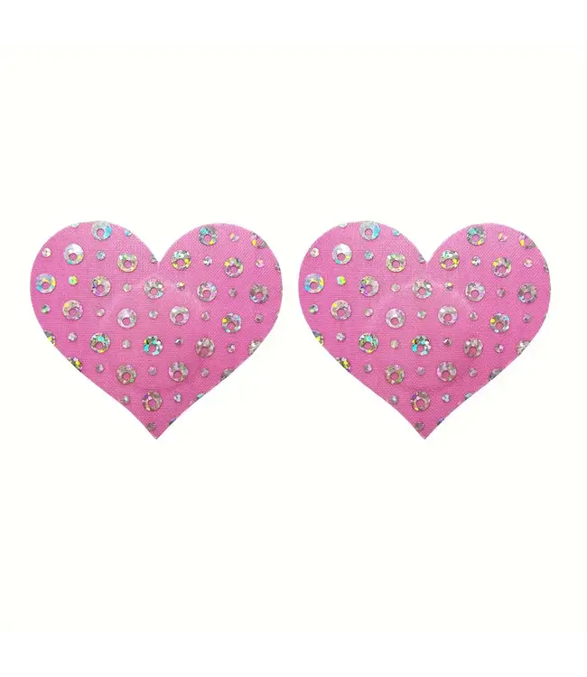 Sexy 'I FANCY YOU' heartshape tepelplakker met glitter - roze