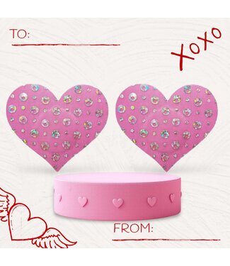 ClassyWear Sexy 'I FANCY YOU' heartshape tepelplakker met glitter - roze