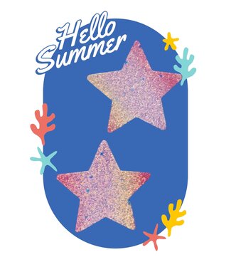 ClassyWear Sexy glitter 'SUMMER STAR' tepelplakker - roze