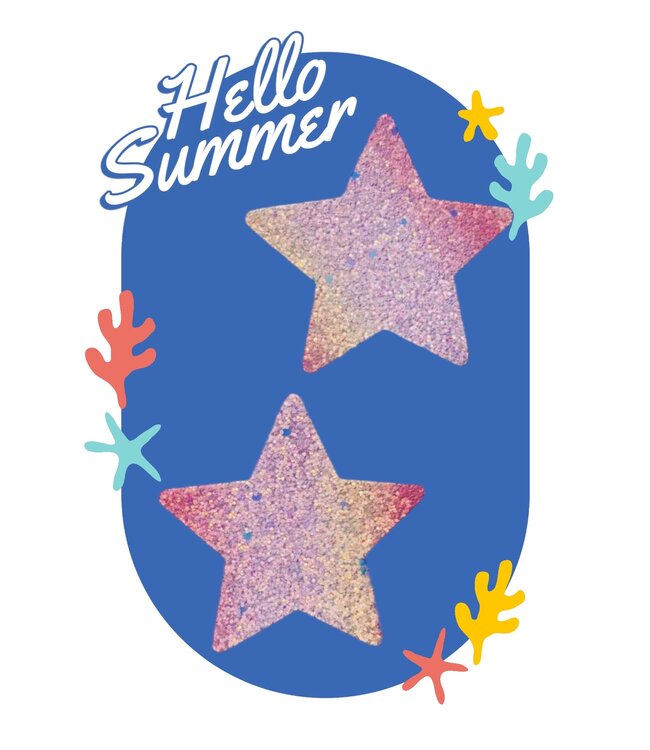 Sexy glitter 'SUMMER STAR' tepelplakker - roze