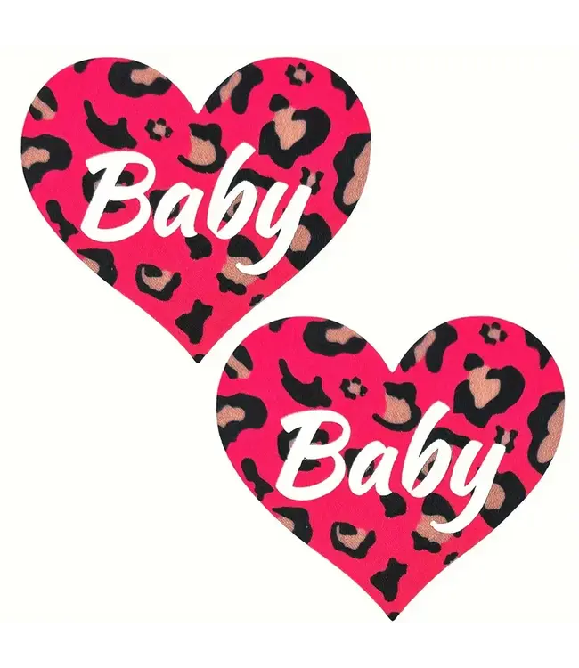 Sexy 'LEO BAE' heartshape tepelplakker - roze