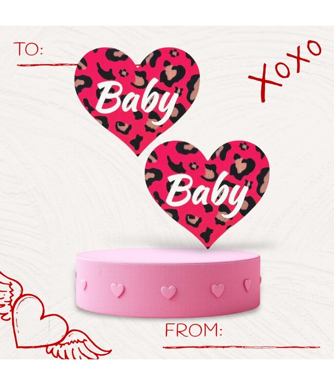 Sexy 'LEO BAE' heartshape tepelplakker - roze