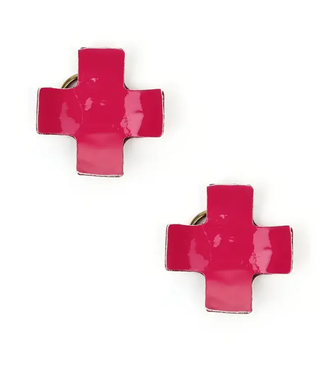 Sexy laklook kruis tepleplakker met studs en ring - rood