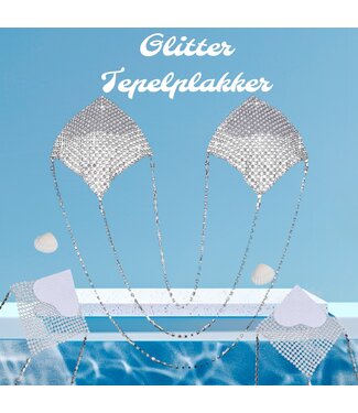 ClassyWear Luxe metallic tepelplakker met ketting - zilver