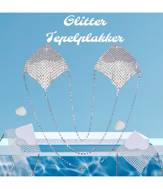 Luxe metallic tepelplakker met ketting - zilver