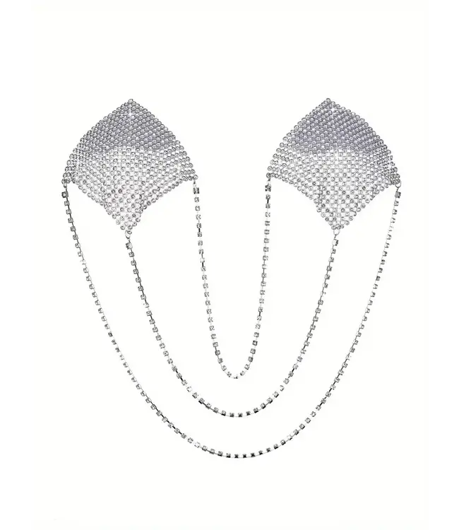 Luxe metallic tepelplakker met ketting - zilver