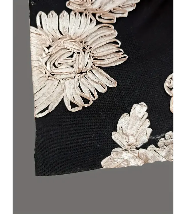 Luxe elegante floral Jacquard mini-jurk - zwart