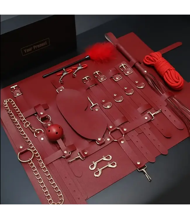 Luxe erotic cadeau 13 delige set sexy speeltjes met een tasje - wijn