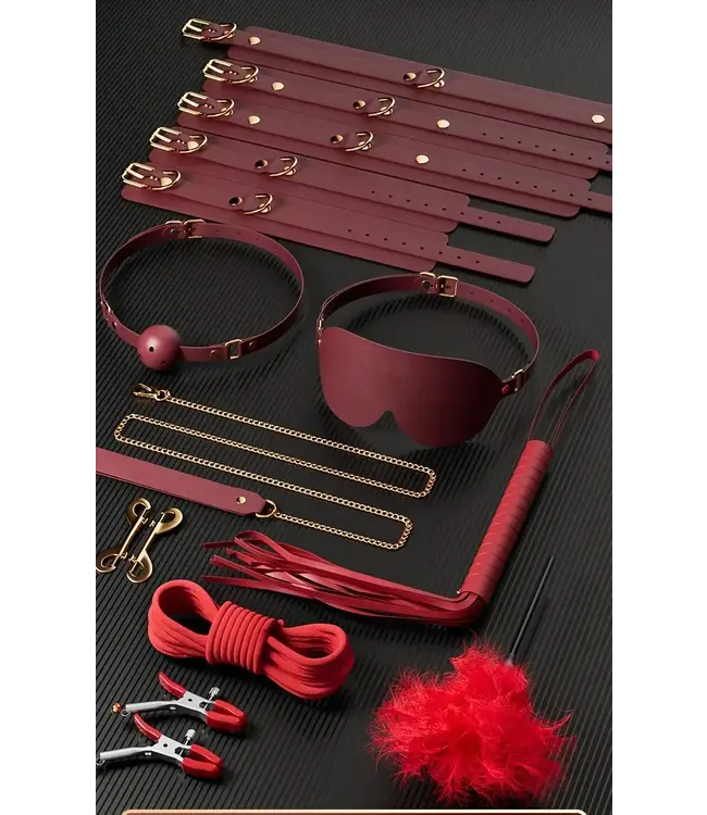 Luxe erotic cadeau 13 delige set sexy speeltjes met een tasje - wijn