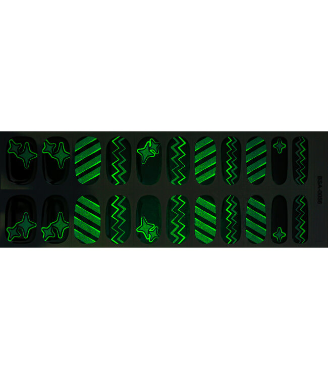 Gel Nail Wraps & Gellak Stickers FUNKY NIGHT gel strips Manicure(night glow)