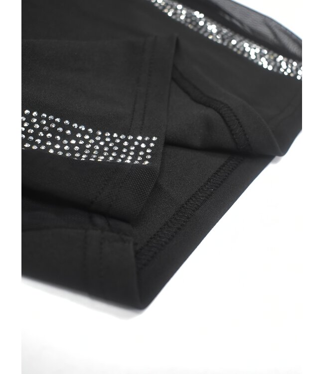 Luxe gala jurk met mesh en strass - zwart