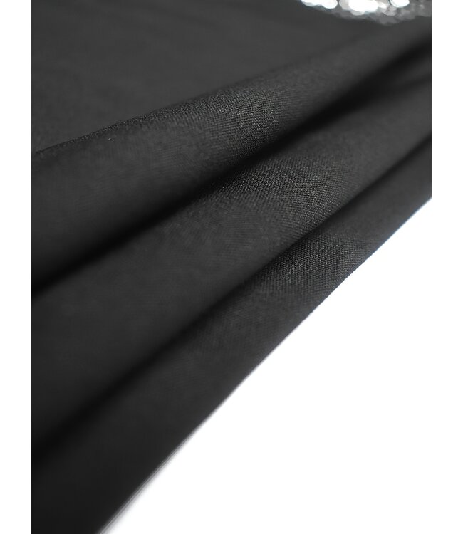 Luxe gala jurk met mesh en strass - zwart