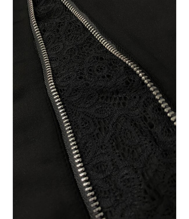 Sexy deep V neck bodycon jurkje met kant en rits- zwart