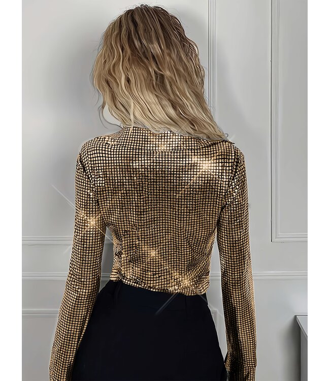 Sexy metallic look blouse topje - goud