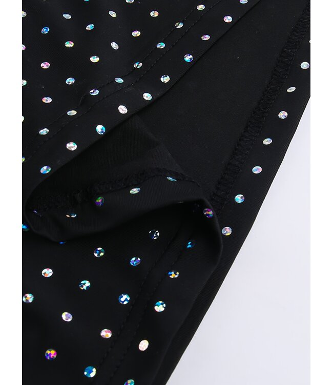 Sexy feestjurk met glitter en cut out - zwart