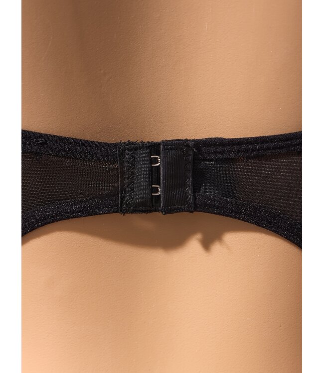 Sexy kanten open kruis en open cup bodysuit lingerie met open achterkant -zwart