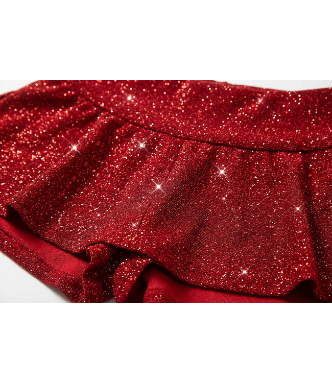 MOST WANTED! Sexy glitter skort met hoge taille - rood
