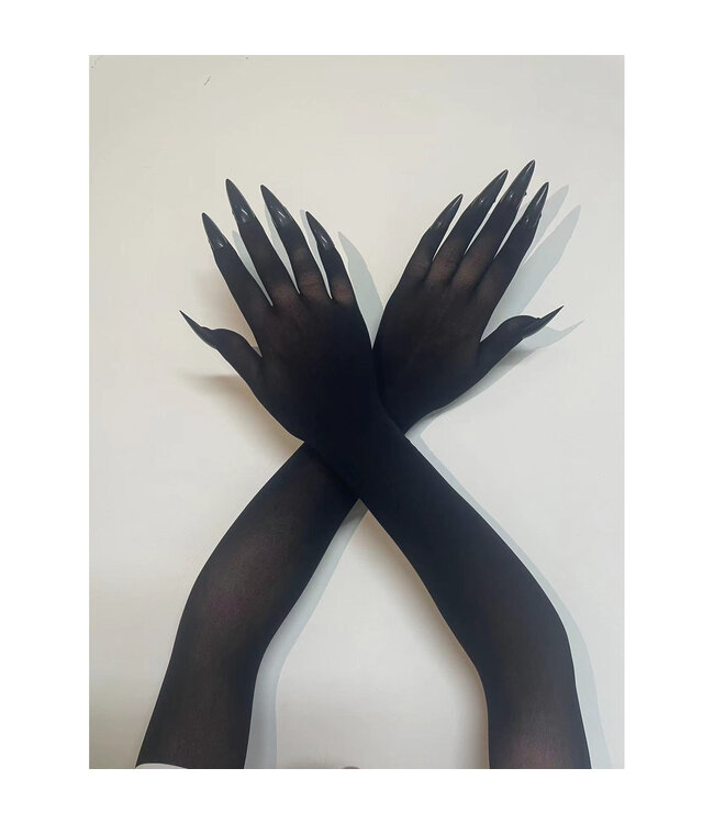 Sexy accessoires - Mesh handschoenen met zwarte kat nagels