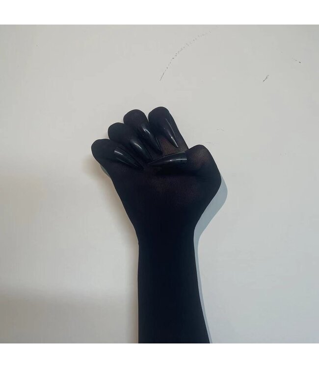 Sexy accessoires - Mesh handschoenen met zwarte kat nagels