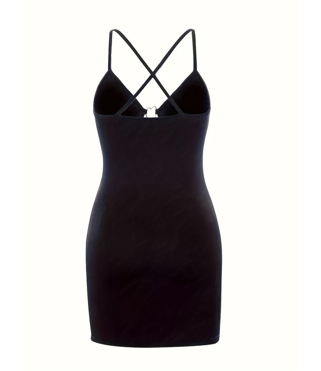 Sexy Y2K mini-jurkje met hartje decoratie - zwart