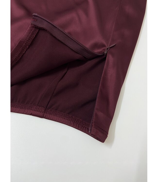 Sexy elegante topje met satijnen rokje set - wijn